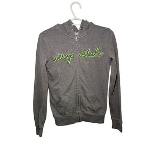 Aeropostale Gray Full Zip Y2K Spell out Hoodie Womens Small Preppy Classic